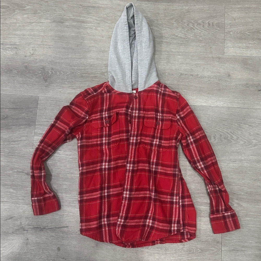 Tucker + Tate Gray and Red Plaid Hoodie